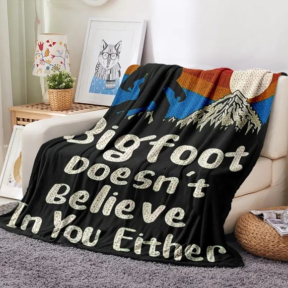 Blanket, Bigfoot Doesn’t Believe in You Either 51″ x 59″ - Picture 3 of 4